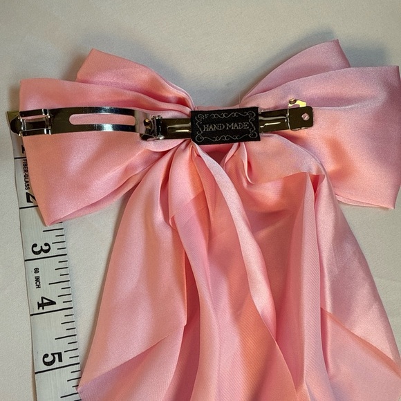 Chic Light Pink Satin Bow Hair Barrette - Picture 6 of 7